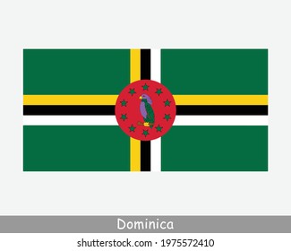 National Flag of Dominica. Dominican Country Flag. Commonwealth of Dominica Detailed Banner. EPS Vector Illustration Cut File