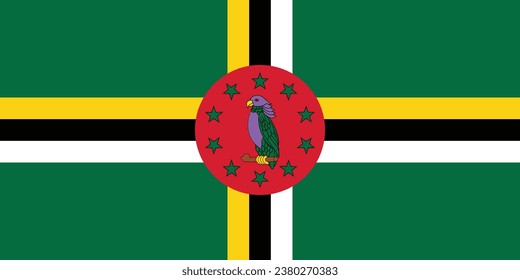 Nationalflagge von Dominica, die für Feiertage verwendet werden kann. Vektorgrafik