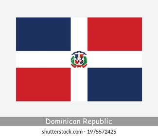 National Flag of the Dominican Republic. Dominican Republic Country Flag Detailed Banner. EPS Vector Illustration Cut File