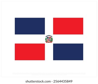 National flag of DOMINICAN REPUBLIC on a white background, Editable Vector illustration of DOMINICAN REPUBLIC flag, National Day design, Flag of Dominican Republic flat design