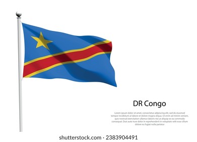 National flag DR Congo isolated waving on white background
