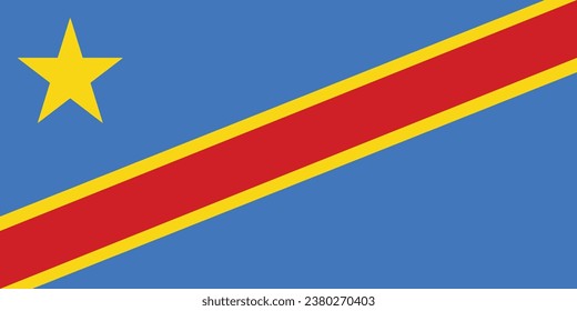 National flag of Dr Congo that can be used for celebrating national days. Vector illustration