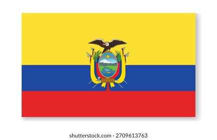 Bandera nacional de Ecuador en estilo plano. Ilustración plana de Vector.