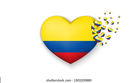 National flag of Ecuador in heart illustration. With love to Ecuador country. The national flag of Ecuador fly out small hearts on white background