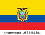 The national flag of Ecuador, which consists of horizontal bands of yellow (double width), blue and red, was first adopted by law in 1835 and later on 26 September 1860.