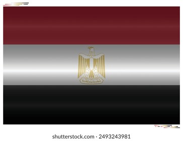 National Flag of Egypt in black shadow. Egyptian flag in Rectangle shape. African Country. Egypt flags isolated on white background. Editable vector EPS available