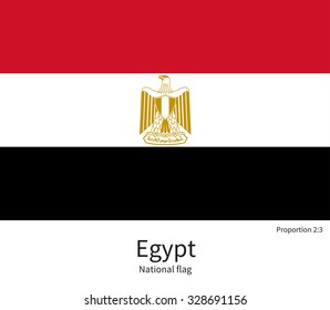 National flag of Egypt with correct proportions, element, colors for education books and official documentation