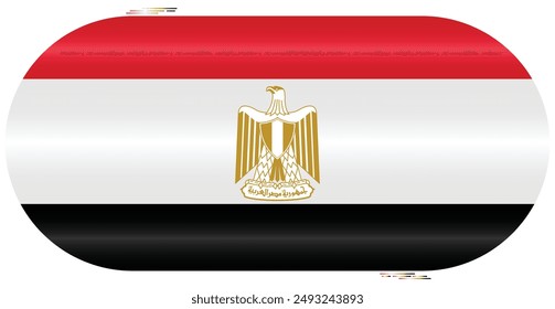 National Flag of Egypt. Egyptian flag in capsule shape. African Country. Egypt flags isolated on white background. Editable vector EPS available