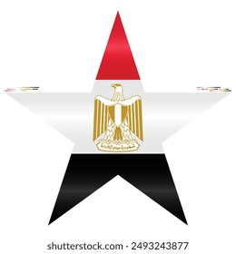 National Flag of Egypt. Egyptian flag in star shape. African Country. Egypt flags isolated on white background. Editable vector EPS available