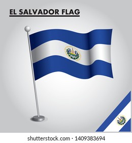 National flag of EL SALVADOR on a pole