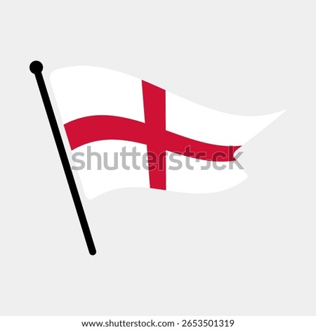 National flag of England.  England flag computer digital vector illustration icon design.  Fluttering flagpole flag.