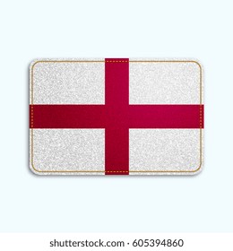 National flag of England with denim texture and orange seam. Realistic image of a tissue made in vector illustration.