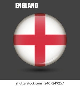 National flag of England in the form of a circle.Vector.
Round 3d flag icon with 
high detail.
Spherical flag illustration.