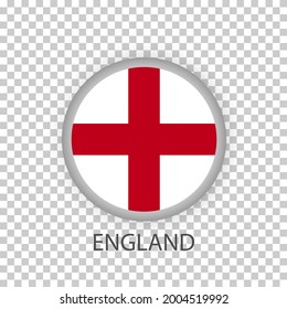 National Flag Of England .Round British Flag Vector Icon Isolated On Transparent Background.