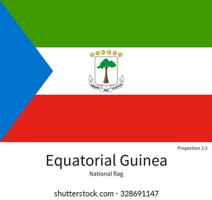 National flag of Equatorial Guinea with correct proportions, element, colors for education books and official documentation
