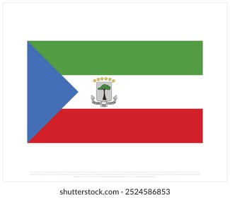 Bandera nacional de Guinea Ecuatorial, Día Nacional de Guinea Ecuatorial, Día de la Independencia, Guinea Ecuatorial, Ilustración vectorial de Guinea Ecuatorial sobre fondo blanco, Diseño de Vector editable