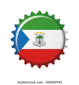 National flag of Equatorial Guinea on a bottle cap. Vector Illustration