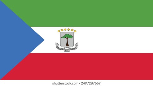 National flag of Equatorial Guinea. Rectangular flag. Vector illustration