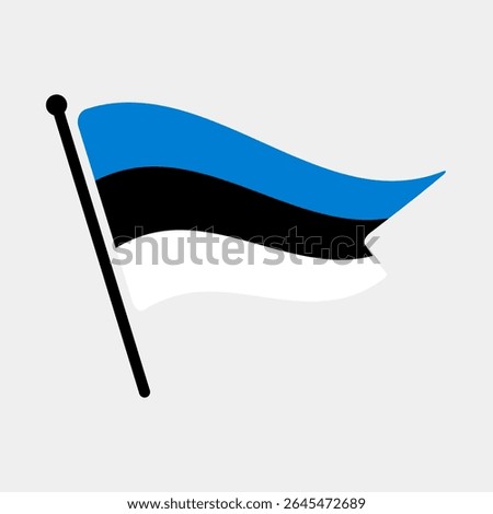 National flag of Estonia.  Estonia flag computer digital vector illustration icon design.  Fluttering flagpole flag.