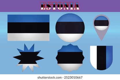 National Flag of Estonia vector featuring striking blue, black, and white horizontal stripes, symbolizing freedom, unity, and the country's rich heritage.