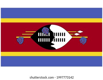 National Flag of Eswatini (formerly Swaziland) Isolated Vector Image