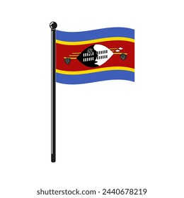 national flag of Flag of Eswatini in the original colours and on the stick