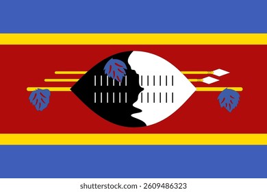 National flag of Eswatini. Vector illustration.
