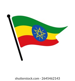 Bandeira nacional da Etiópia.  Etiópia bandeira computador digital vetor ilustração ícone design.  Bandeira de mastro flutuante.
