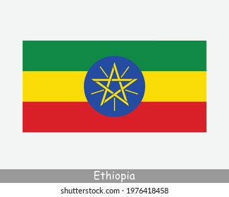 National Flag of Ethiopia. Ethiopian Country Flag. Federal Democratic Republic of Ethiopia Detailed Banner. EPS Vector Illustration Cut File