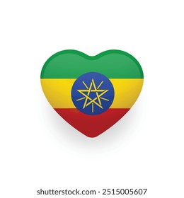 National flag of Ethiopia shaped as heart. Ethiopian flag. Vector Illustration.	
