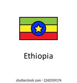 National flag of Ethiopia in simple colors with name icon