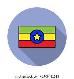 National flag of Ethiopia in simple colors with name icon long shadow icon. Simple color vector of flags icons for ui and ux, website or mobile application