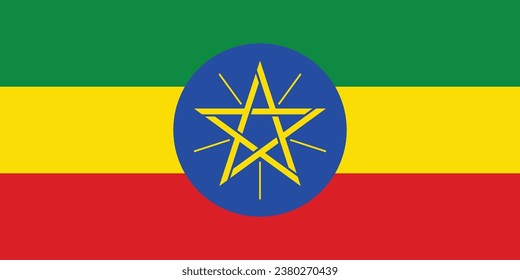 National flag of Ethiopia that can be used for celebrating national days. Vector illustration