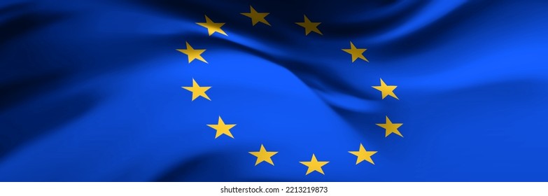 National flag of European Community. EU official symbol. Banner, backdrop