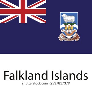 The national flag of the Falkland Islands, a British overseas territory in the South Atlantic Ocean.