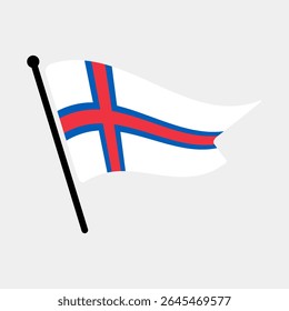 National flag of Faroe Islands.  Faroe Islands flag computer digital vector illustration icon design.  Fluttering flagpole flag.