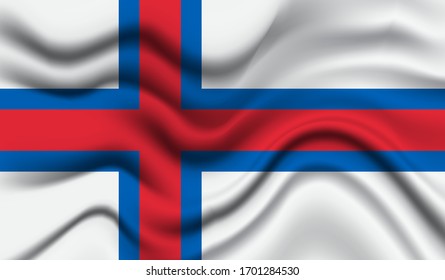 National flag of Faroe Islands. Creative national flag waving with curved fabric background. Realistic waving flag of Faroe Islands vector background