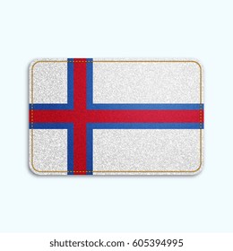 National flag of Faroe islands with denim texture and orange seam. Realistic image of a tissue made in vector illustration.