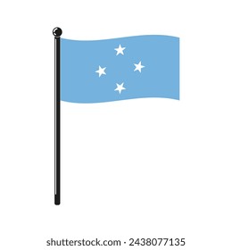 national flag of Federated States of Micronesia in the original colours and proportions on the stick