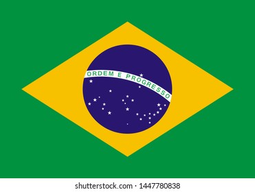 national flag of Federative Republic of Brazil in the original colours and proportions