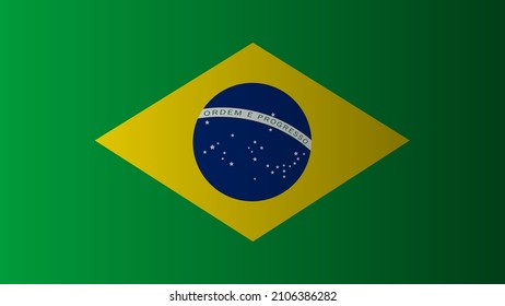 The national flag of Federative Republic of Brazil. Wallpaper of Brazilian flag with shadow gradient styles