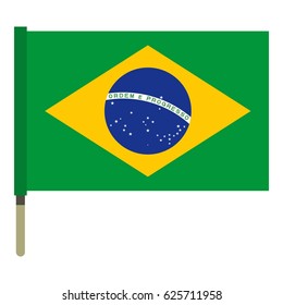 National flag of Federative Republic of Brazil icon flat isolated on white background vector illustration