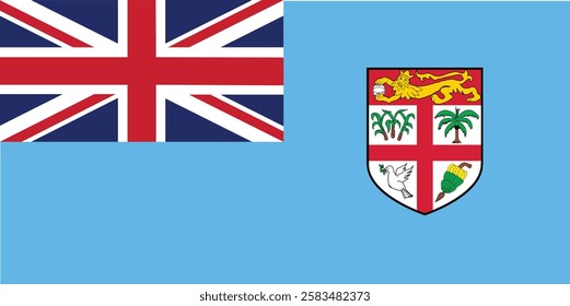 The national flag of Fiji, "Blue Ensign" (the actual Blue Ensign version of the flag is the government ensign), with the shield from the national coat of arms. 