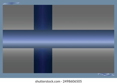 Bandera nacional de Finlandia en sombra negra. Bandera de la Tierra de los Mil Lagos en forma de rectángulo. Country europeo. Banderas de Finlandia aisladas sobre fondo gris. EPS de Vector editable disponible