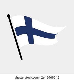 Bandeira nacional da Finlândia.  Bandeira finlandesa computador digital vetor ilustração ícone design.  Bandeira de mastro flutuante.