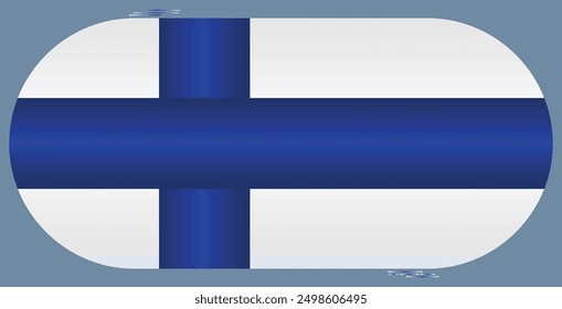 National Flag of Finland. Land of Thousand Lakes flag in capsule shape. European Country. Finland flags isolated on grey background. Editable vector EPS available