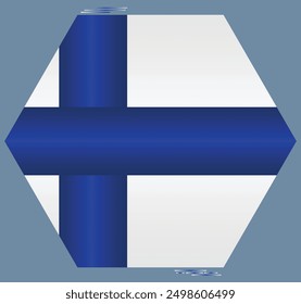 Bandera nacional de Finlandia. Bandera de la Tierra de los Mil Lagos en forma de polígono. Country europeo. Banderas de Finlandia aisladas sobre fondo gris. EPS de Vector editable disponible