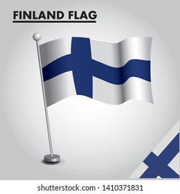 National flag of FINLAND on a pole