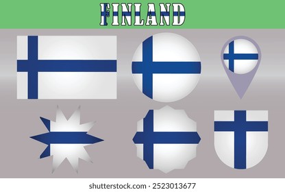 National Flag of Finland vector featuring a striking blue Nordic cross on a white background, symbolizing the nation's purity, integrity, and freedom.