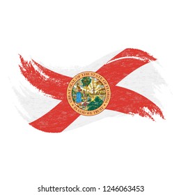 National Flag Of Florida, Designed Using Brush Strokes Isolated On A White Background. Vector Illustration. Use For Brochures, Printed Materials, Logos, Independence Day.
